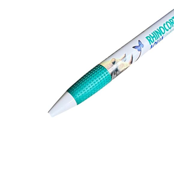 Vintage Rhinocort Aqua Pharma Rx Drug Rep Ballpoint Click Pen Blue/Green - Picture 6 of 6